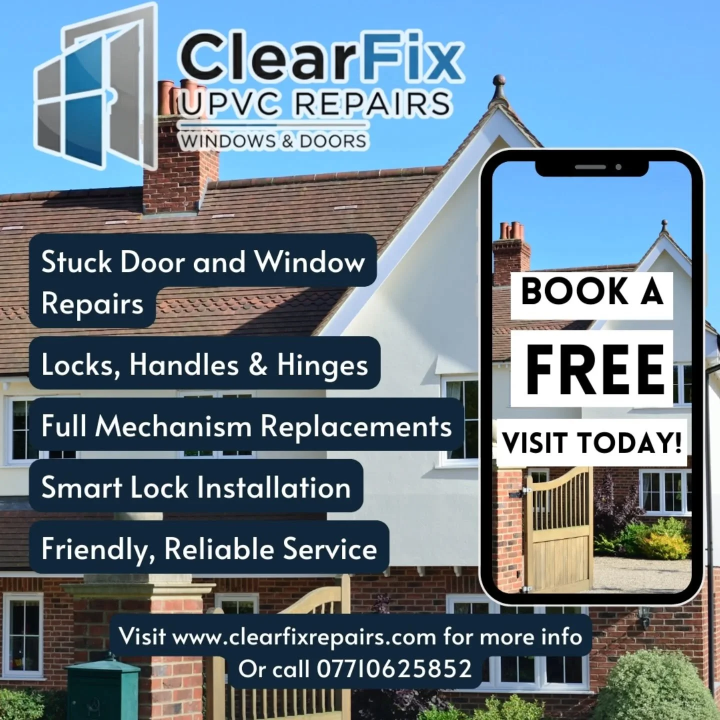 If you're having trouble with your windows doors then give me a call! I can repair and replace, locks, handles, hinges and mechanisms. 
Check the link in bio to book your free visit today!