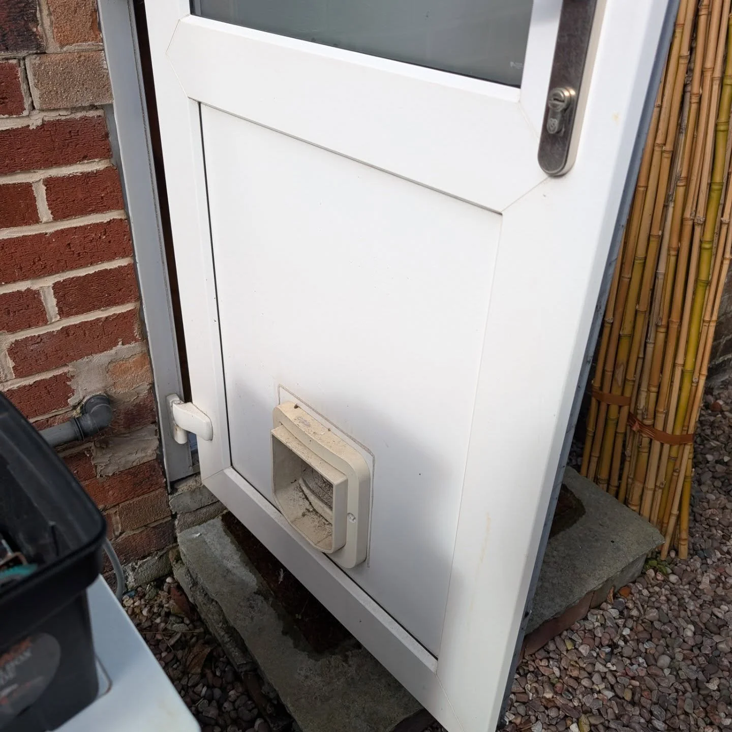Today I replaced this old panel and draughty cat flap with a brand new piece. Call today for all repairs and replacements!