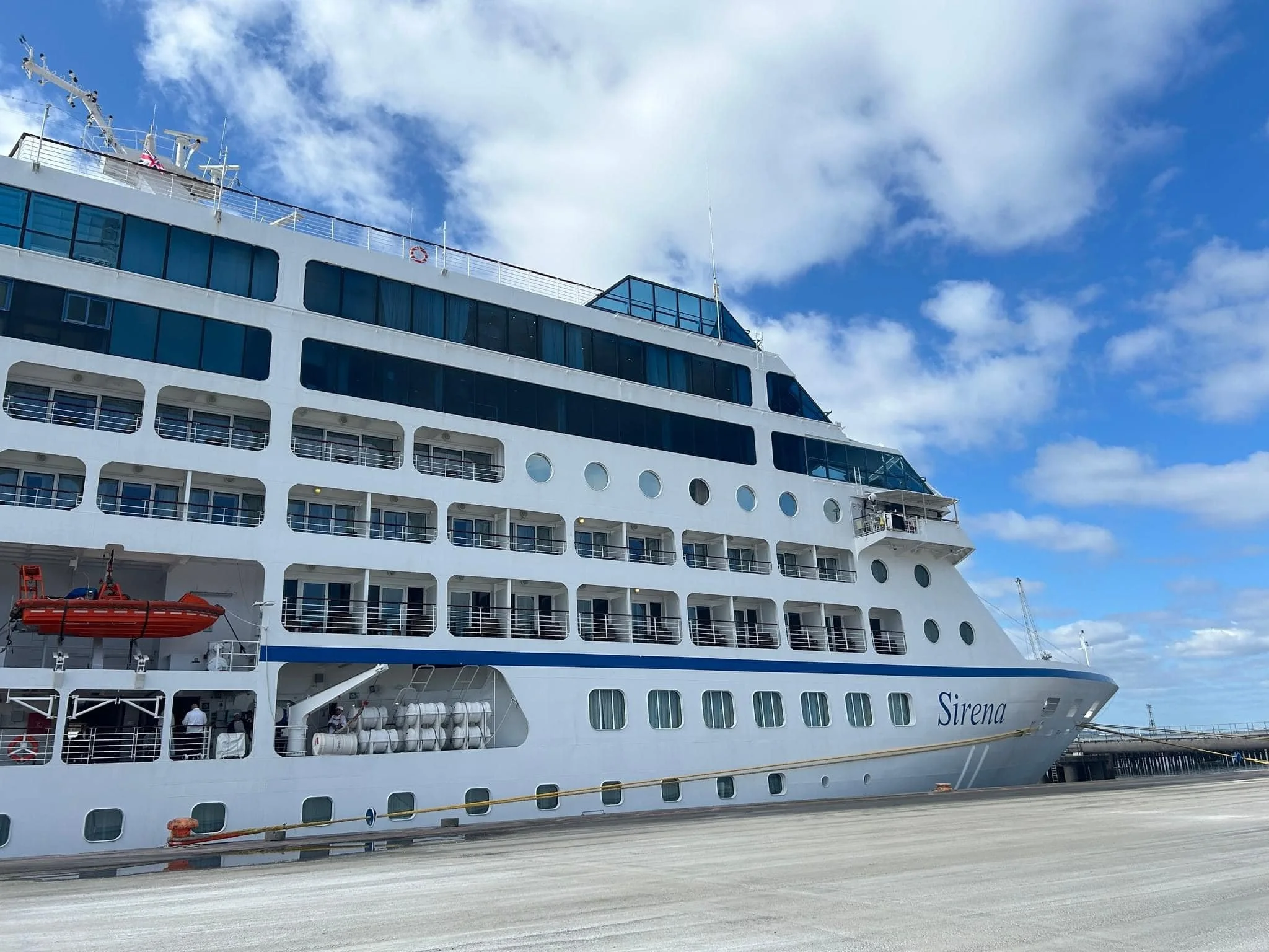 Luxury cruise ship docked
