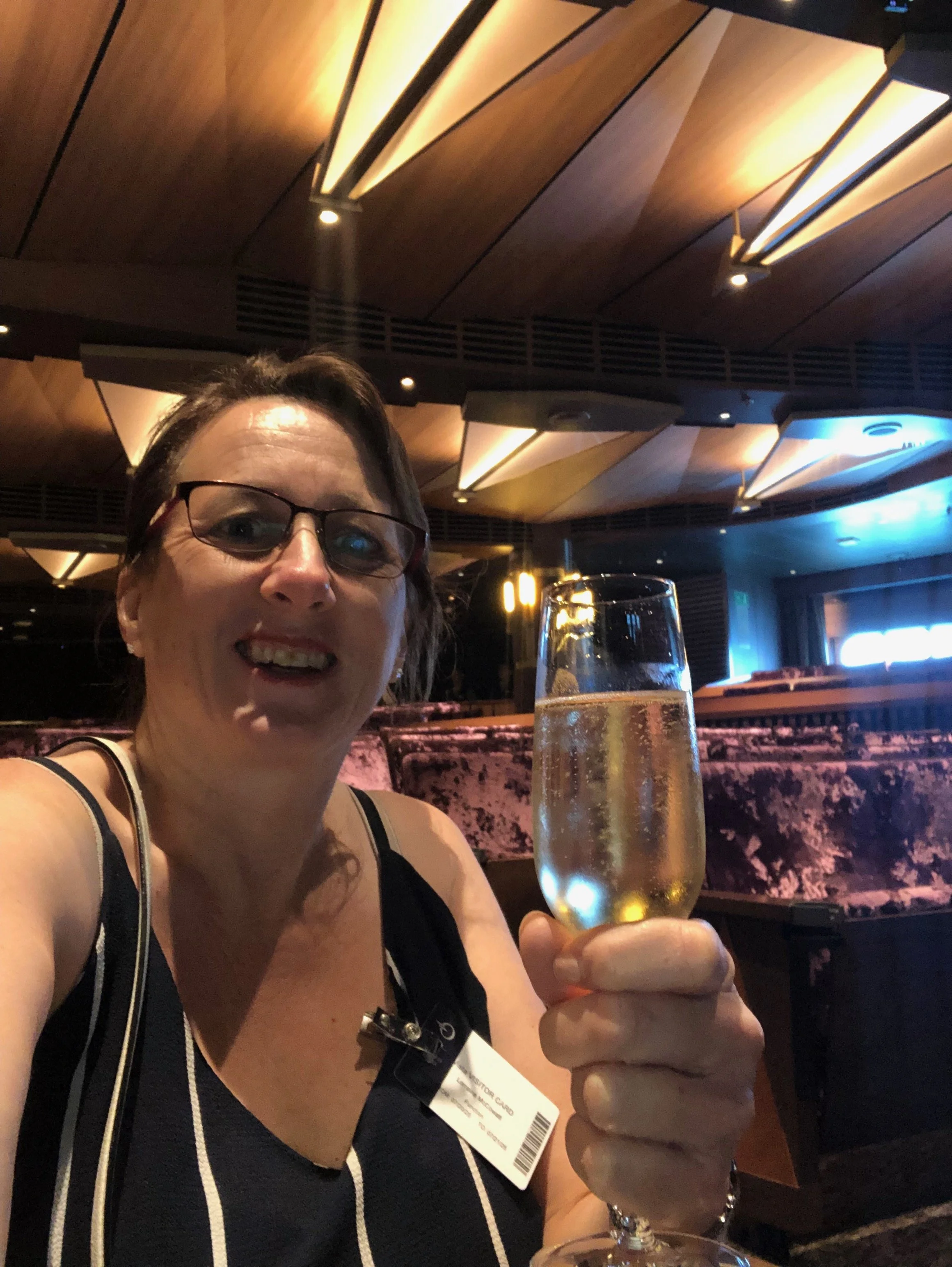 Lorraine McCowatt in the theatre on Oceania Vista