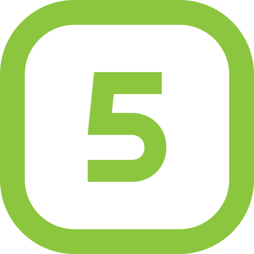 Green app icon with a black background and the number 5 in the center.