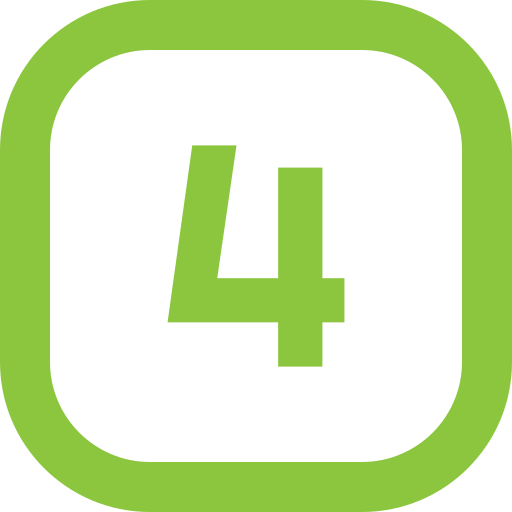 Shopping cart icon with the number 4 inside a green rounded square.