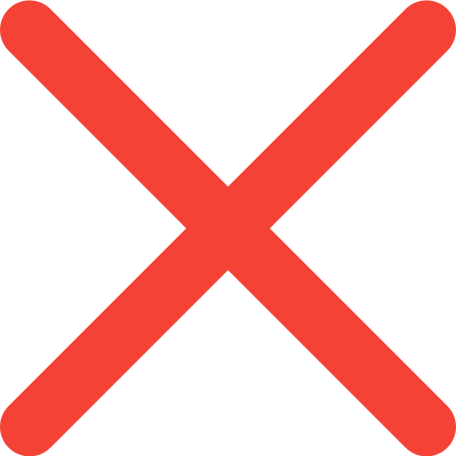 A red 'X' mark on a black background.