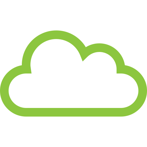 Green cloud icon on a black background.