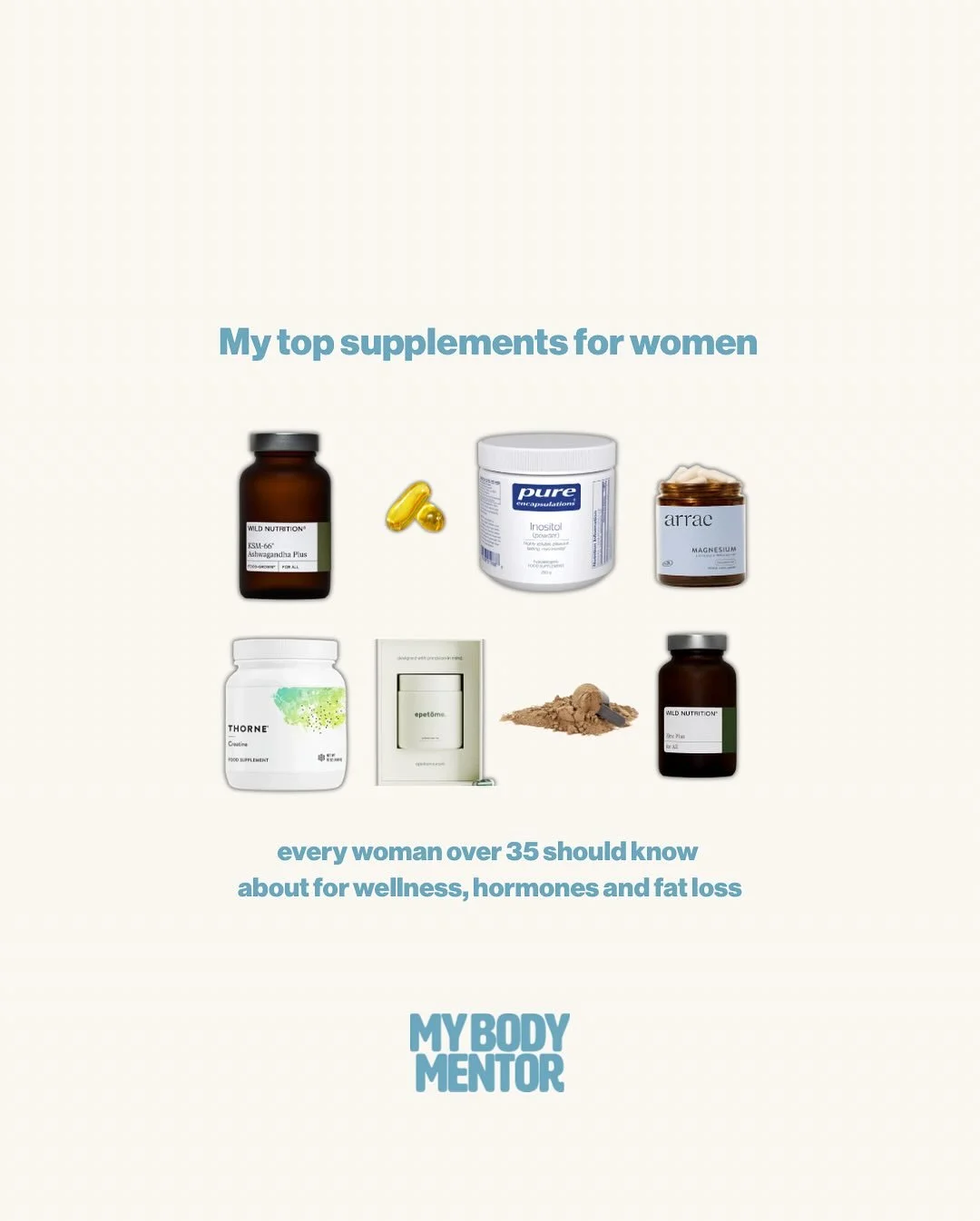 SAVE THIS LIST! 

Most women over 35 are running on low batteries without realising it.

Sleep, stress, hormones, energy, weight are all linked.

The right supplements don&rsquo;t replace effort, they make effort work better.

Here&rsquo;s the shortl