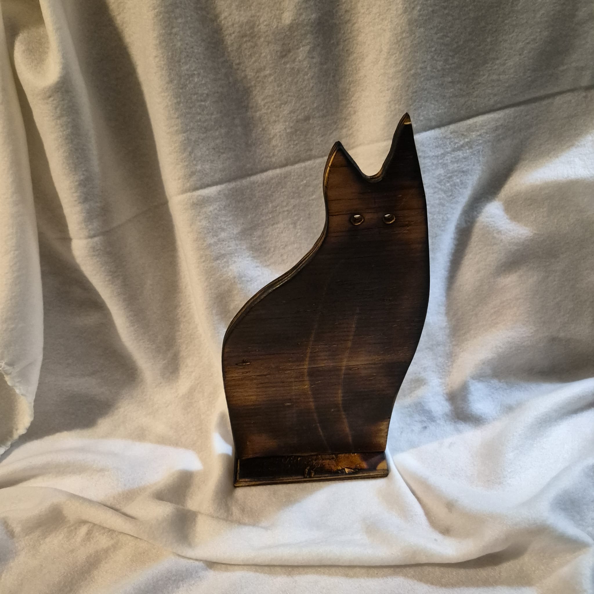 10" Small Wooden Cat