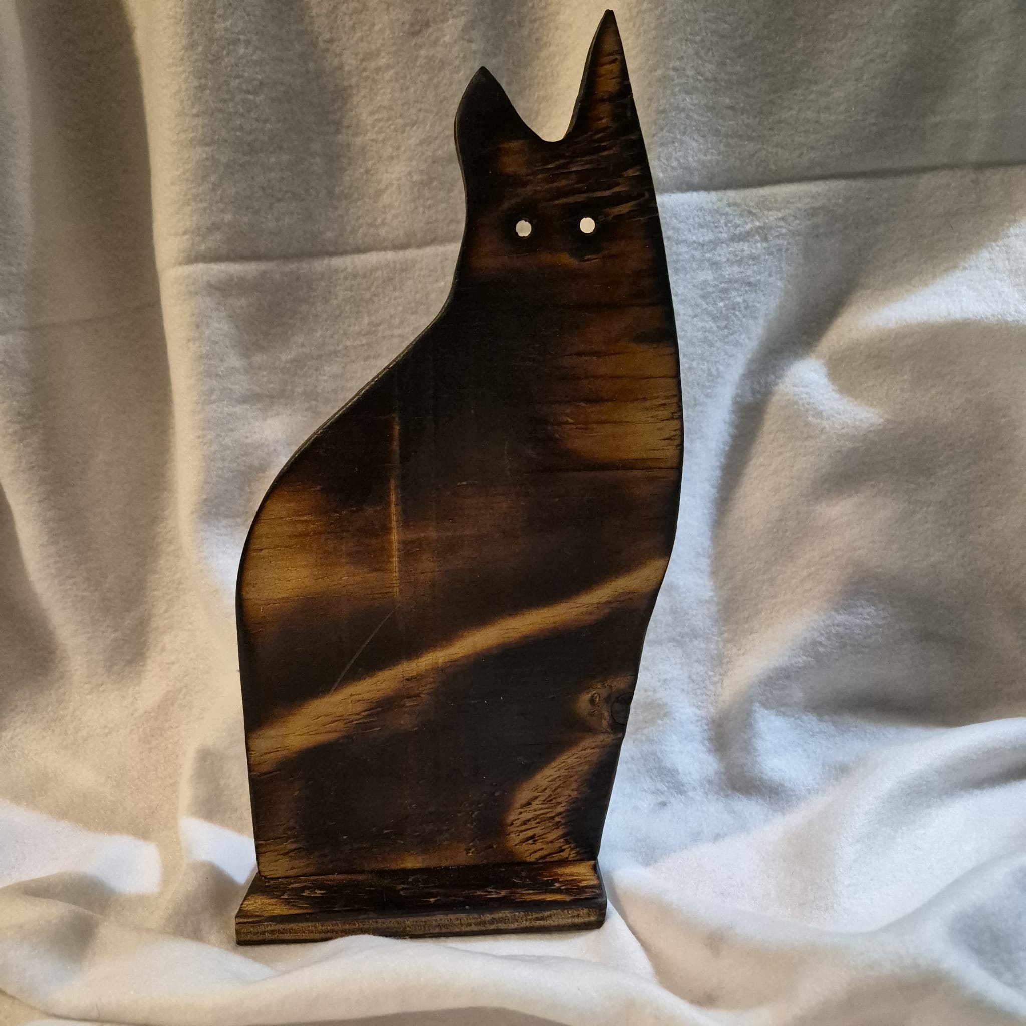 10" Small Wooden Cat