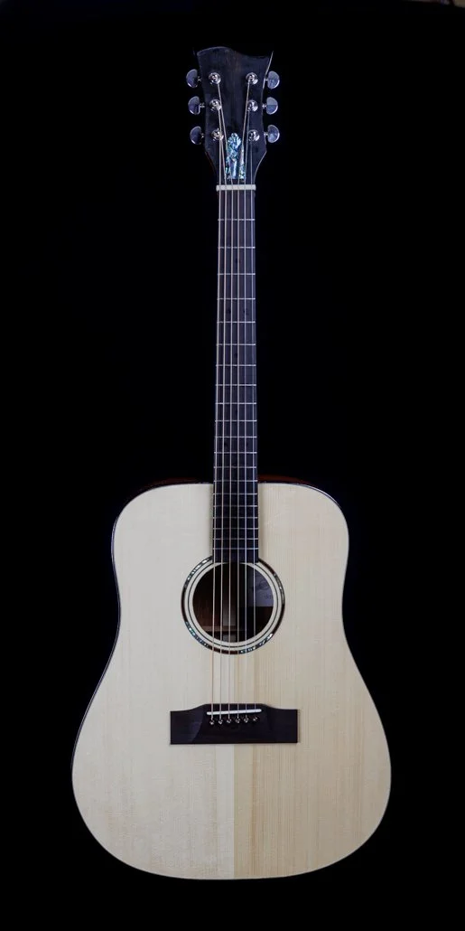 Dreadnought Acoustic Bubinga Second Guitar ever built, First Acoustic, RV Indian Rosewood Fretboard, Bone Nut & Brid Engleman Spruce Soundboard, 25.4 Scale Tiger Pickguard  [NFS]