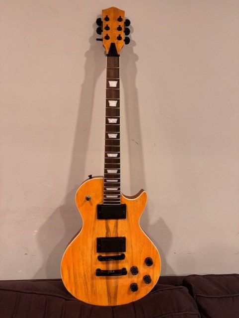  LP "Capri Orange" Spaulted Maple Top - Handmade Mahogany Body, Mahogany Set Neck, All Black Hardware, 12 degree Radius, HH Pickups - Lollar Eldorado Humbuckers Locking Tuners [$$]