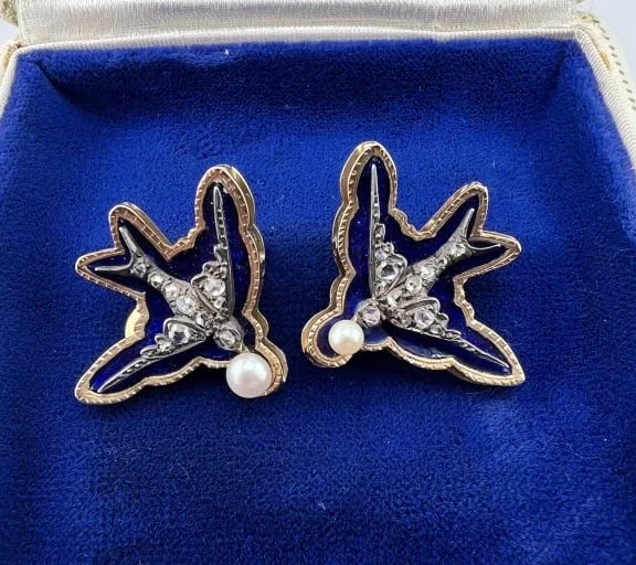 $1,625 - Antique Georgian 14k Gold Rose Cut Diamond Earring