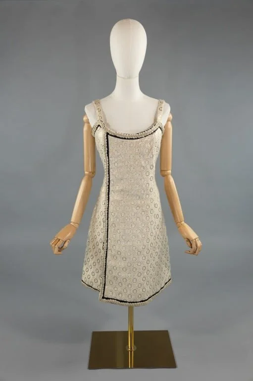 $875 - Vintage 1960s Chanel Couture Gold Lame Dress