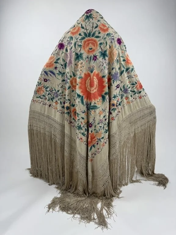 $1,000 - Antique Chinese Embroidered Silk Piano Shawl