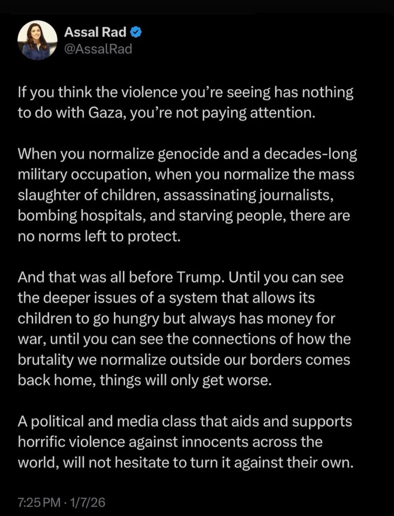 @assalrad_ speaking truth to power ✊🏽 

All of our lives are interconnected. The system isn&rsquo;t broken &mdash; it&rsquo;s designed to break us. We need representatives in this moment who understands this. 

I know y&rsquo;all may feel hopeless a