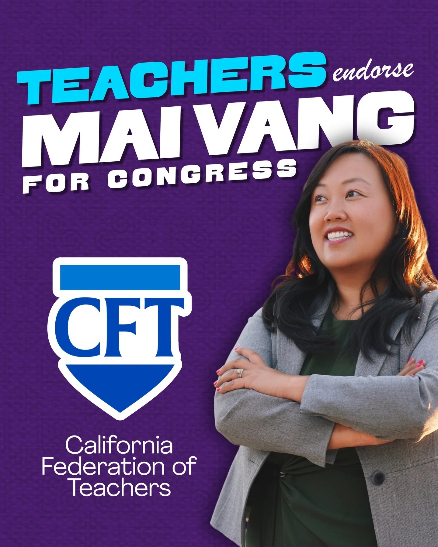 I am a proud product of Sacramento's public schools. I am a proud union of the California Faculty Association. Being endorsed by the @cftunion and @csea_now means so much because we are fighting for working families and a better world for our childre