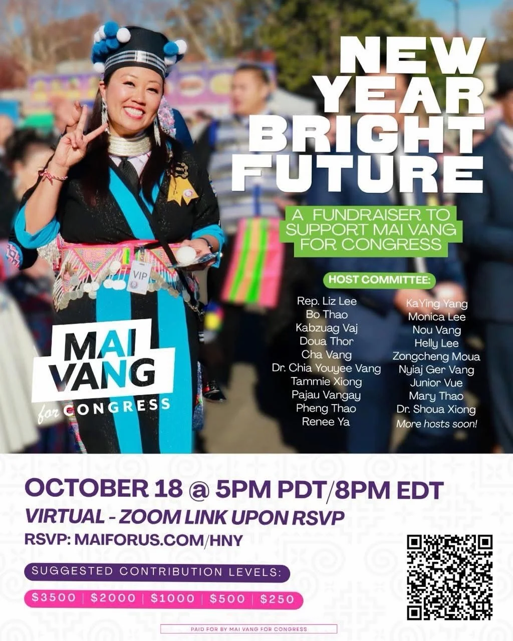 Nyob Zoo Xyoo Tshiab! Hmong New Year is around the corner! Team Mai is excited to celebrate our beautiful Hmong community and turn out the vote 🗳️. With less than 3 weeks until Election Day, let&rsquo;s make history by electing a champion and fighte
