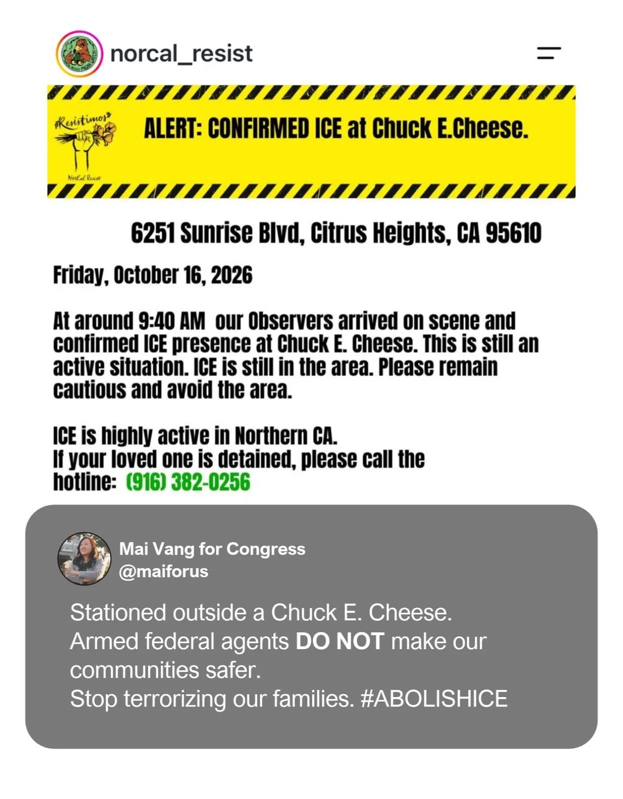 This is disgusting behavior from a rogue agency. Please stay vigilant, let&rsquo;s keep our loved ones and community safe. #ABOLISHICE