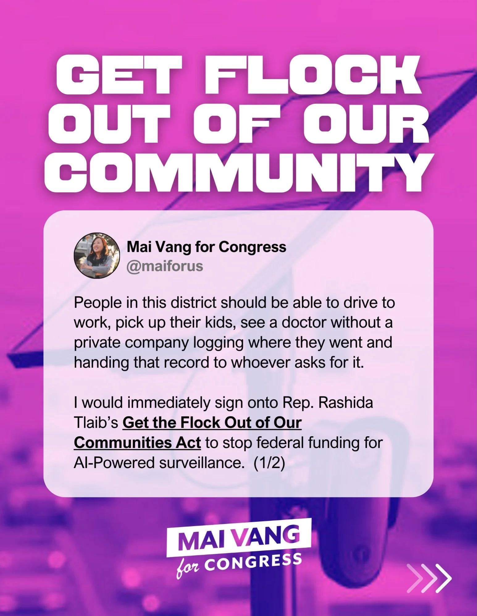 People in this district should be able to drive to work, pick up their kids, see a doctor without a private company logging where they went and handing that record to whoever asks for it.

I would sign onto @reprashida Get the Flock Out of Our Commun