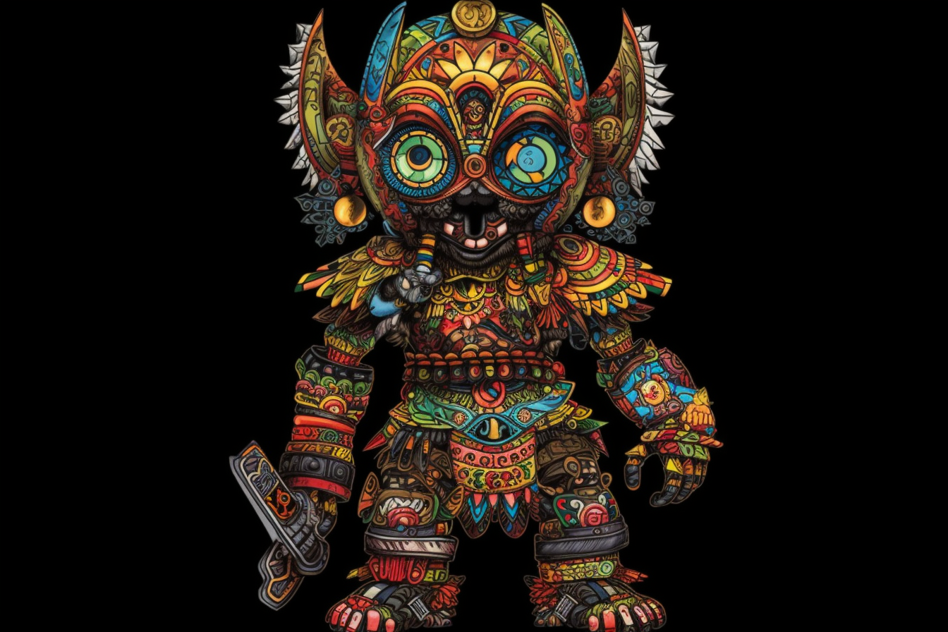 aalaaboard_galactic_Aztec_warrior_in_the_style_of_Murakami_--ar_bf8b2aed-4801-46d1-a3a4-c779f8034087.png