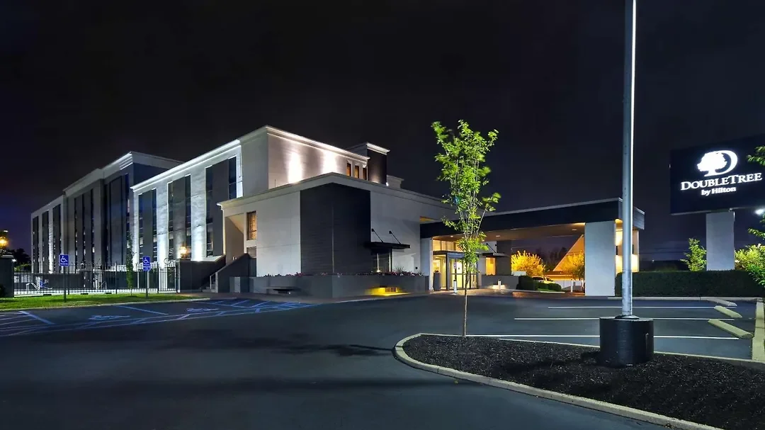 DoubleTree St. Louis Airport exterior at night