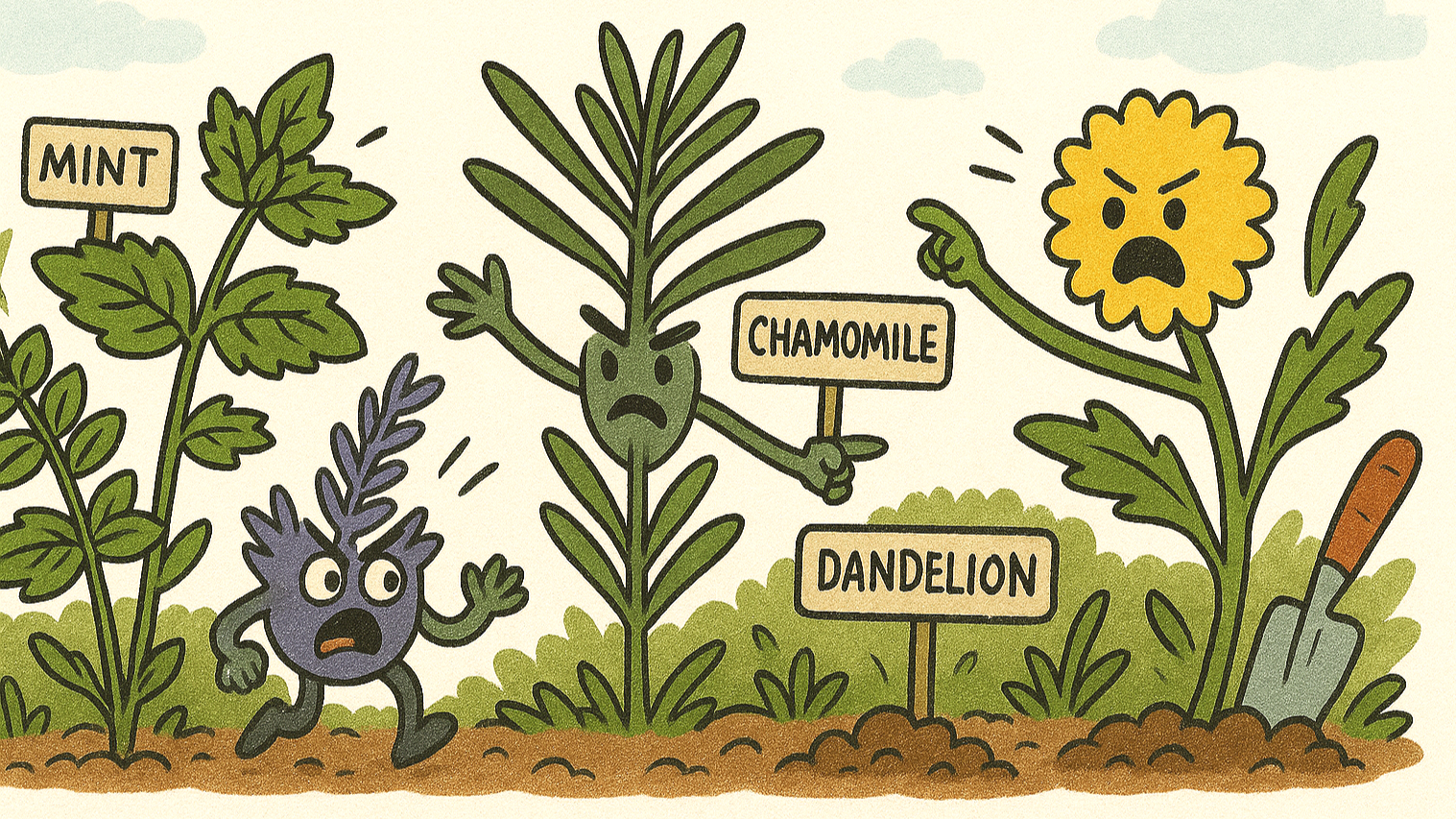 out of controll garden of herbs