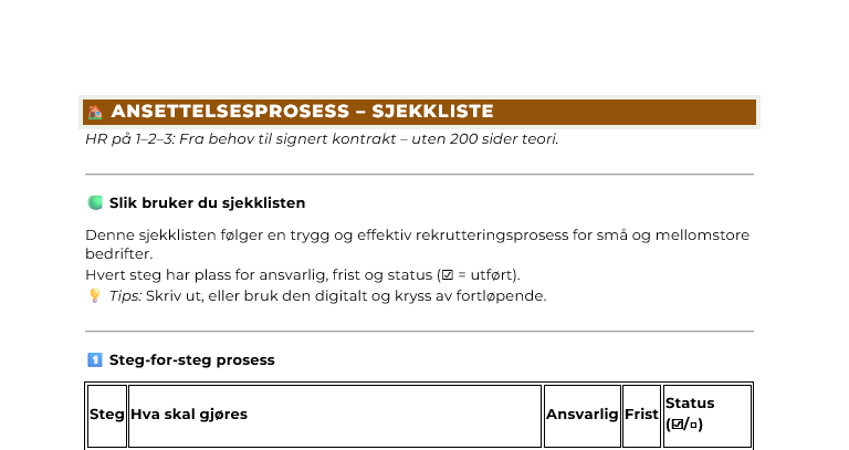 HR Starter Kit - komplett HR-pakke for småbedrifter