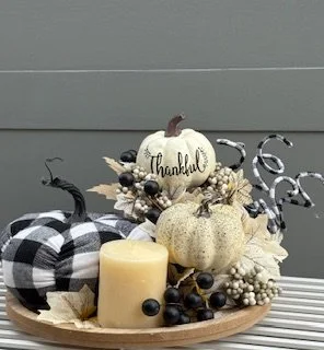 Plaid Pumpkin Candle Centerpiece