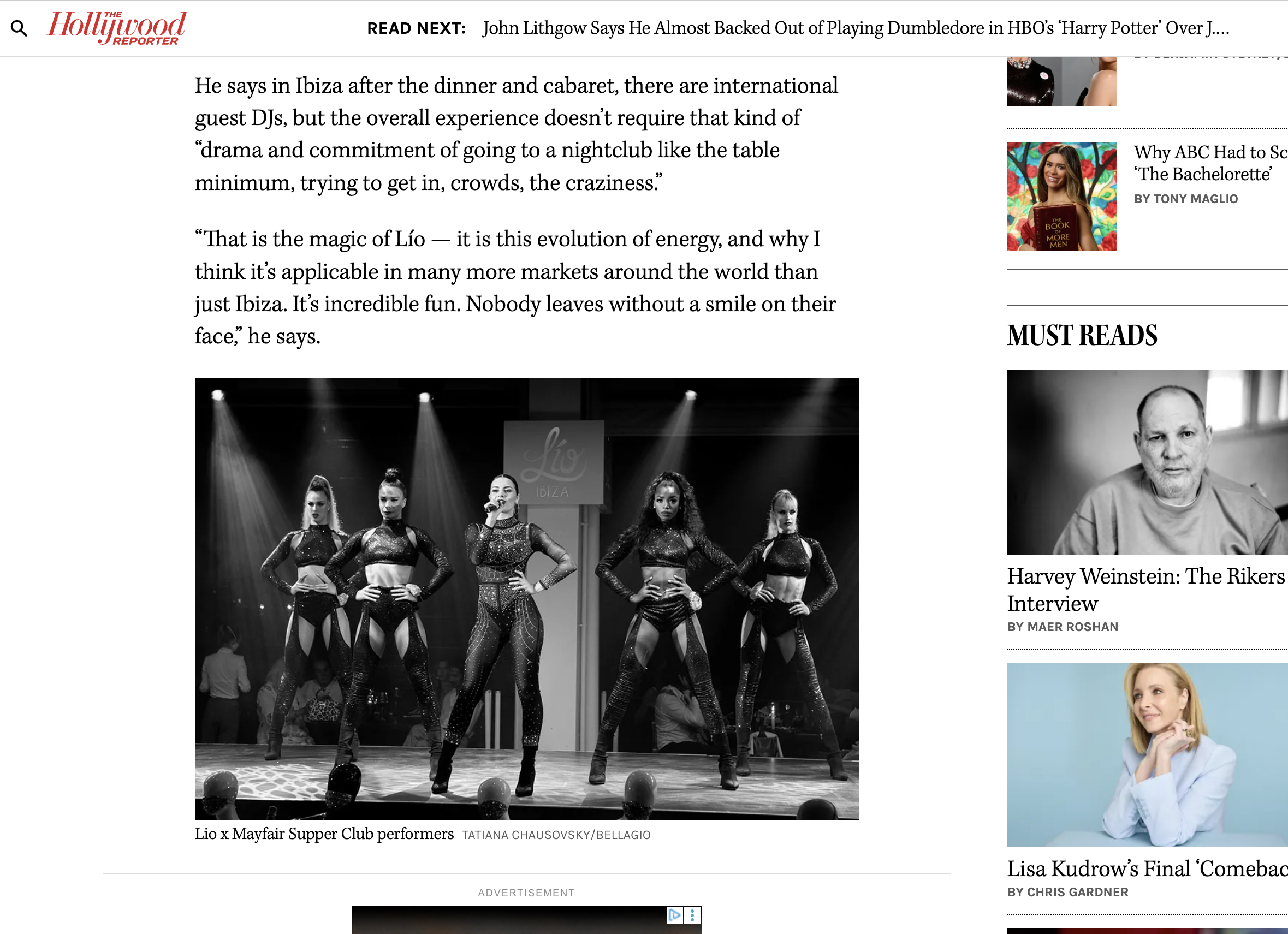 The Hollywood Reporter: Ibiza’s Lío Cabaret to Pop Up at Bellagio’s Mayfair Supper Club - June 2021