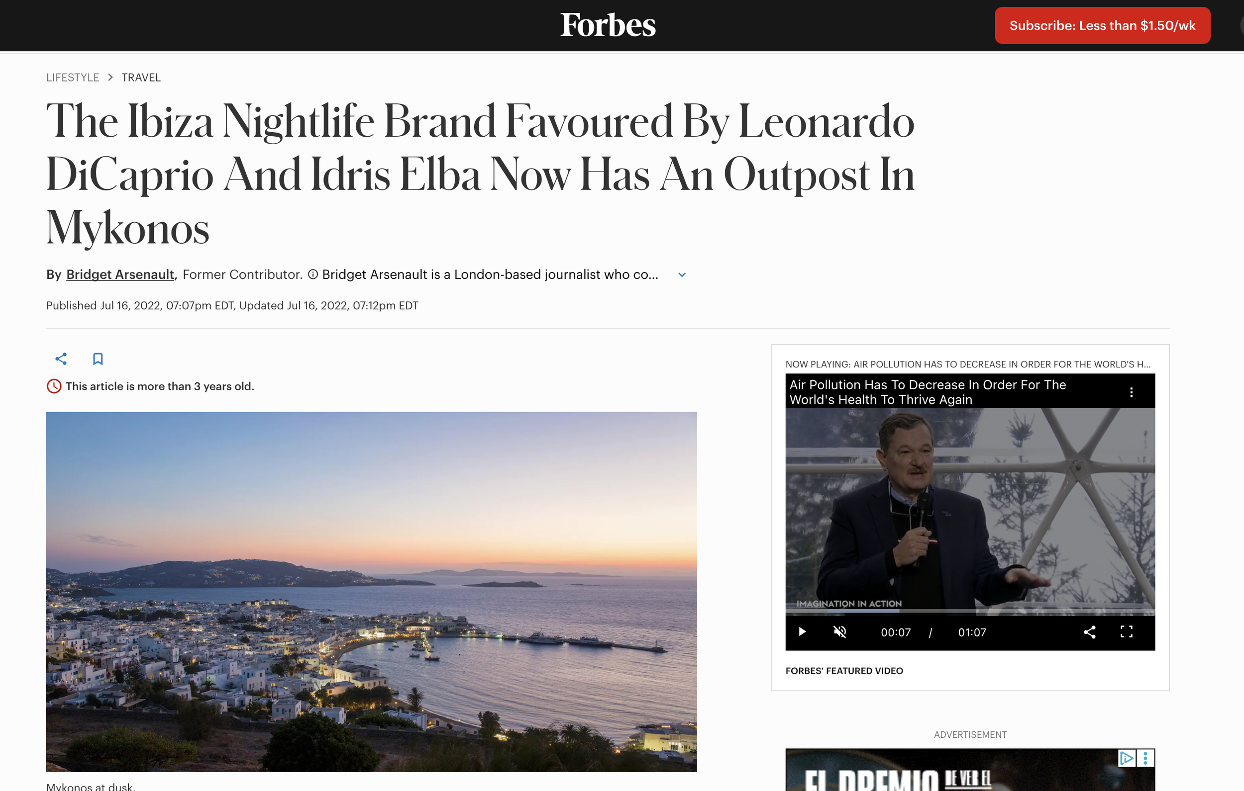 Forbes: The Ibiza Nightlife Brand Favoured By Leonardo DiCaprio And Idris Elba Now Has An Outpost In Mykonos - July 2022