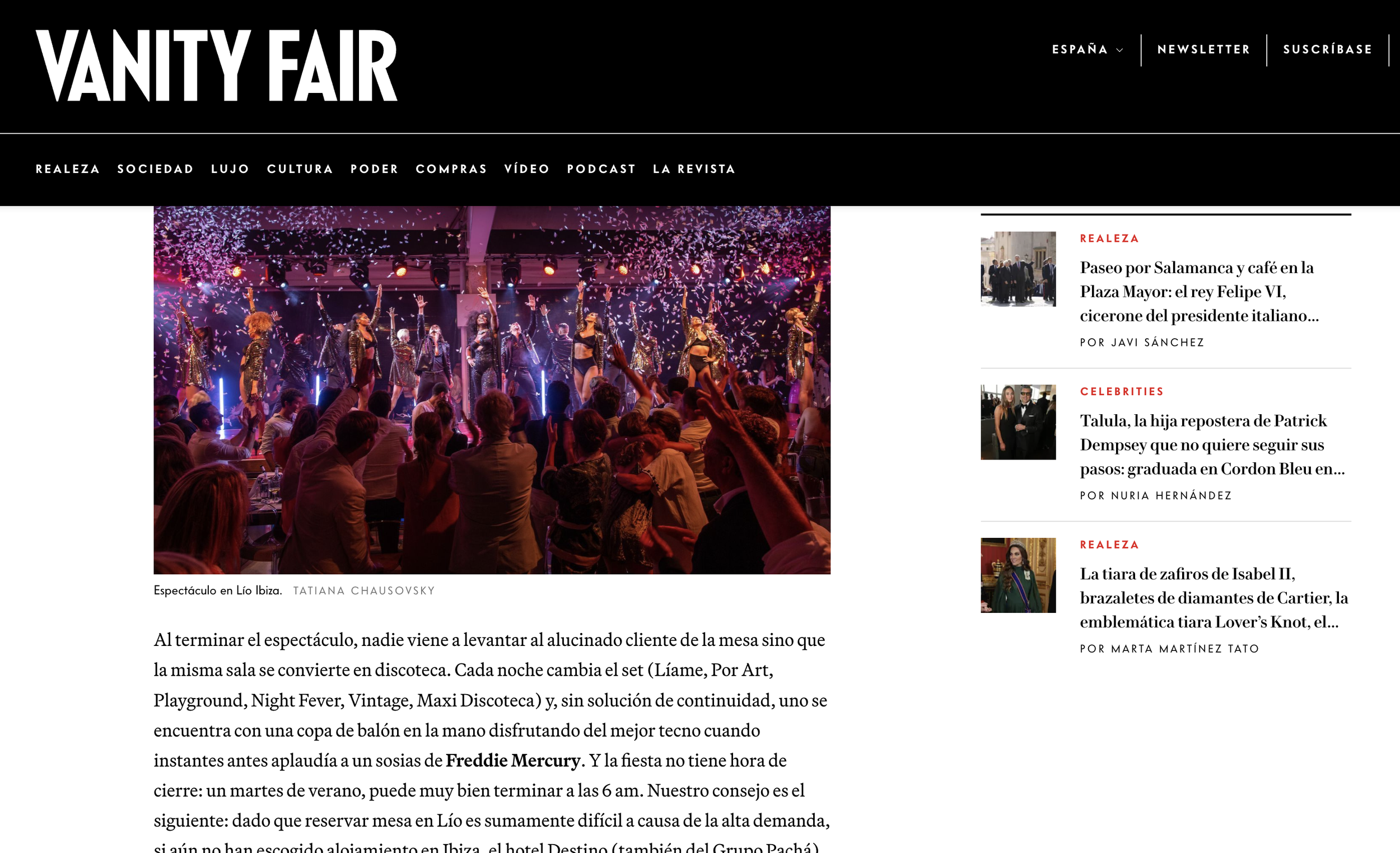 Vanity Fair: De los 'talent shows' y el teatro al restaurante cabaré más famoso del mundo: así son las estrellas de Lío Ibiza - August 2019