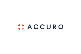 Accuro logo with red plus symbol and black text on a white background.