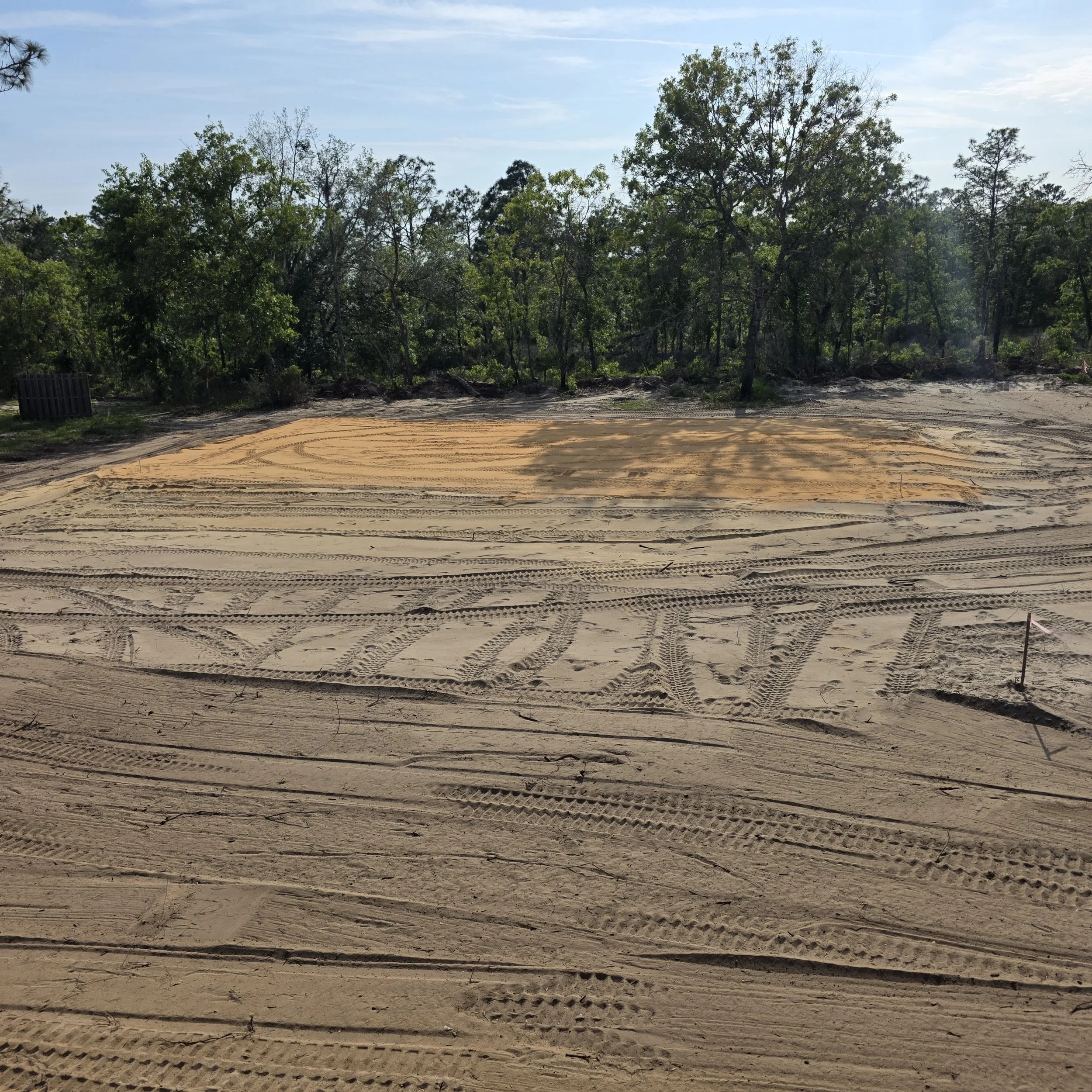 Completed 40-by-60-foot house pad built with clean fill dirt in Hawthorne, Florida