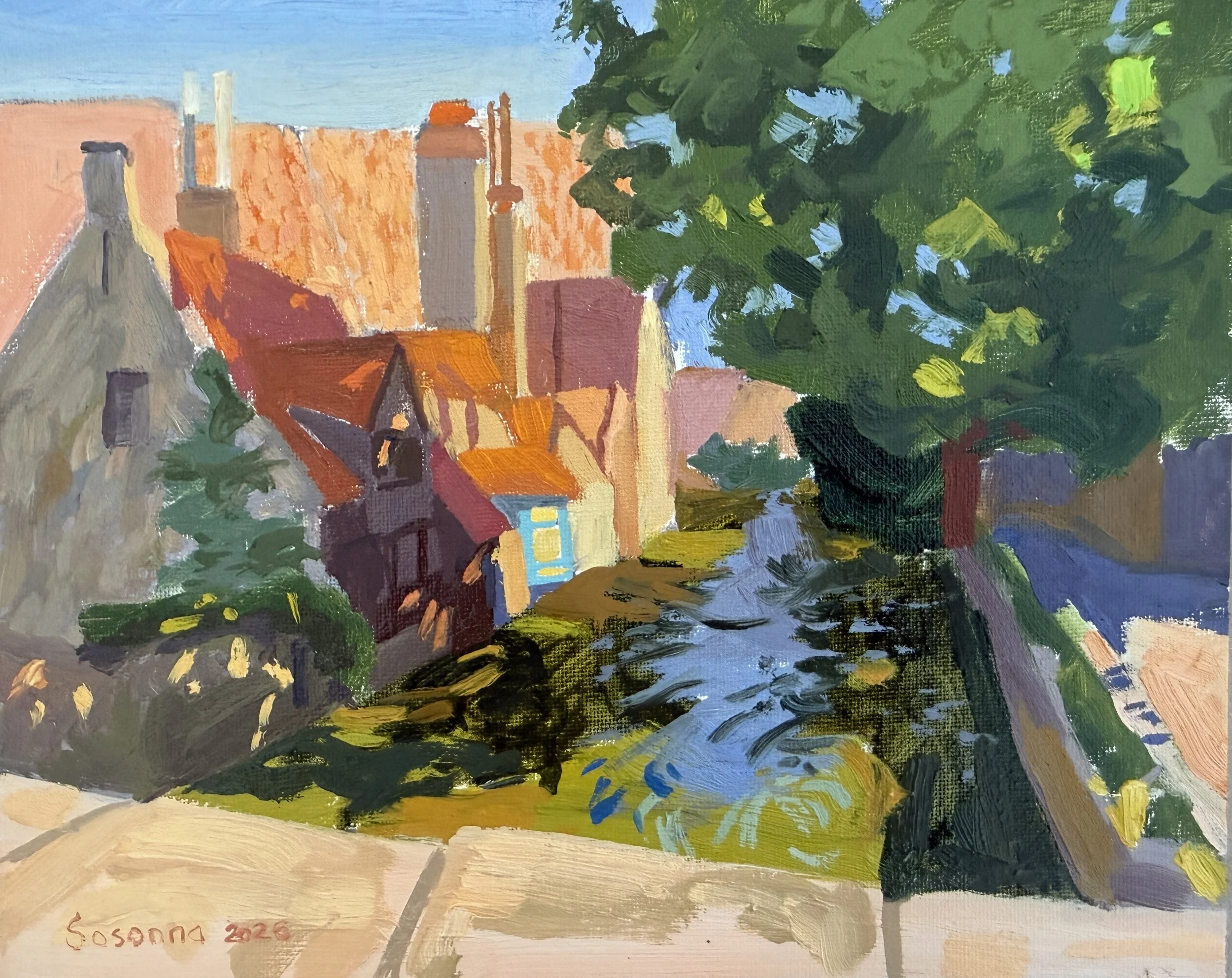 Summer in Bruges, 2026
Oil on canvas board
10 × 8 in