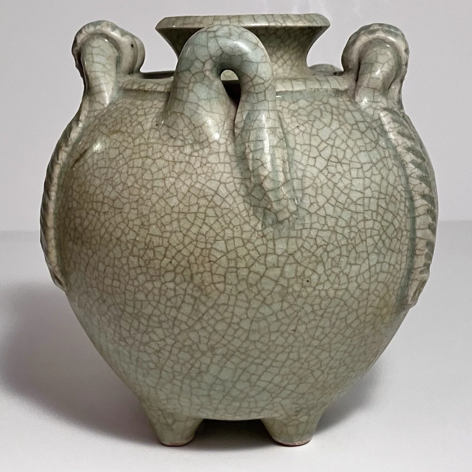 Antique THAILAND CELADON ELEPHANT Pottery Vessel 3.webp