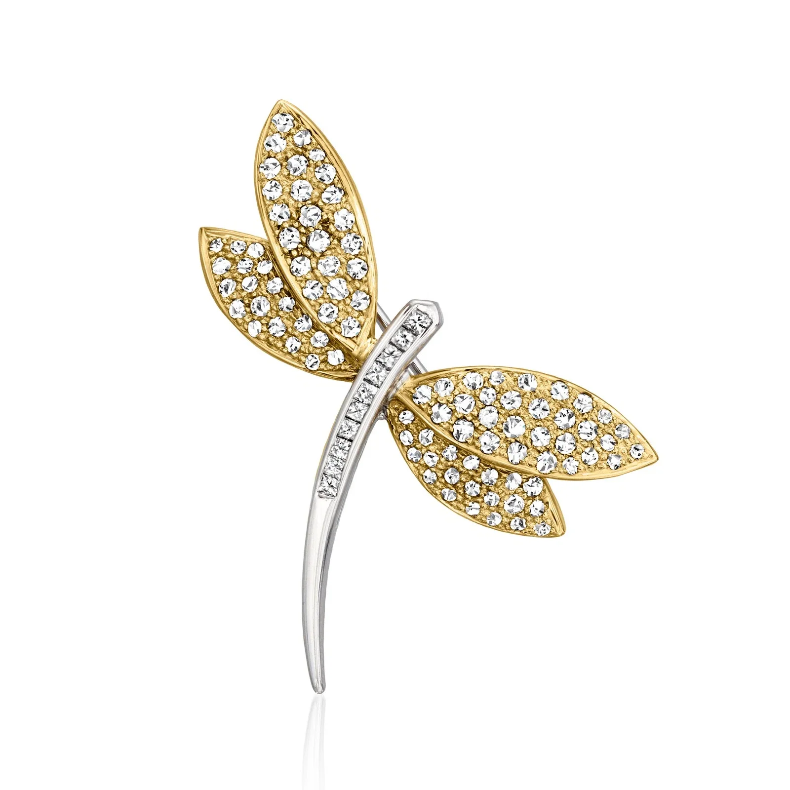 Vintage 1.46 ct. t.w. Diamond Dragonfly Pin in 18kt 2-Tone Gold.webp