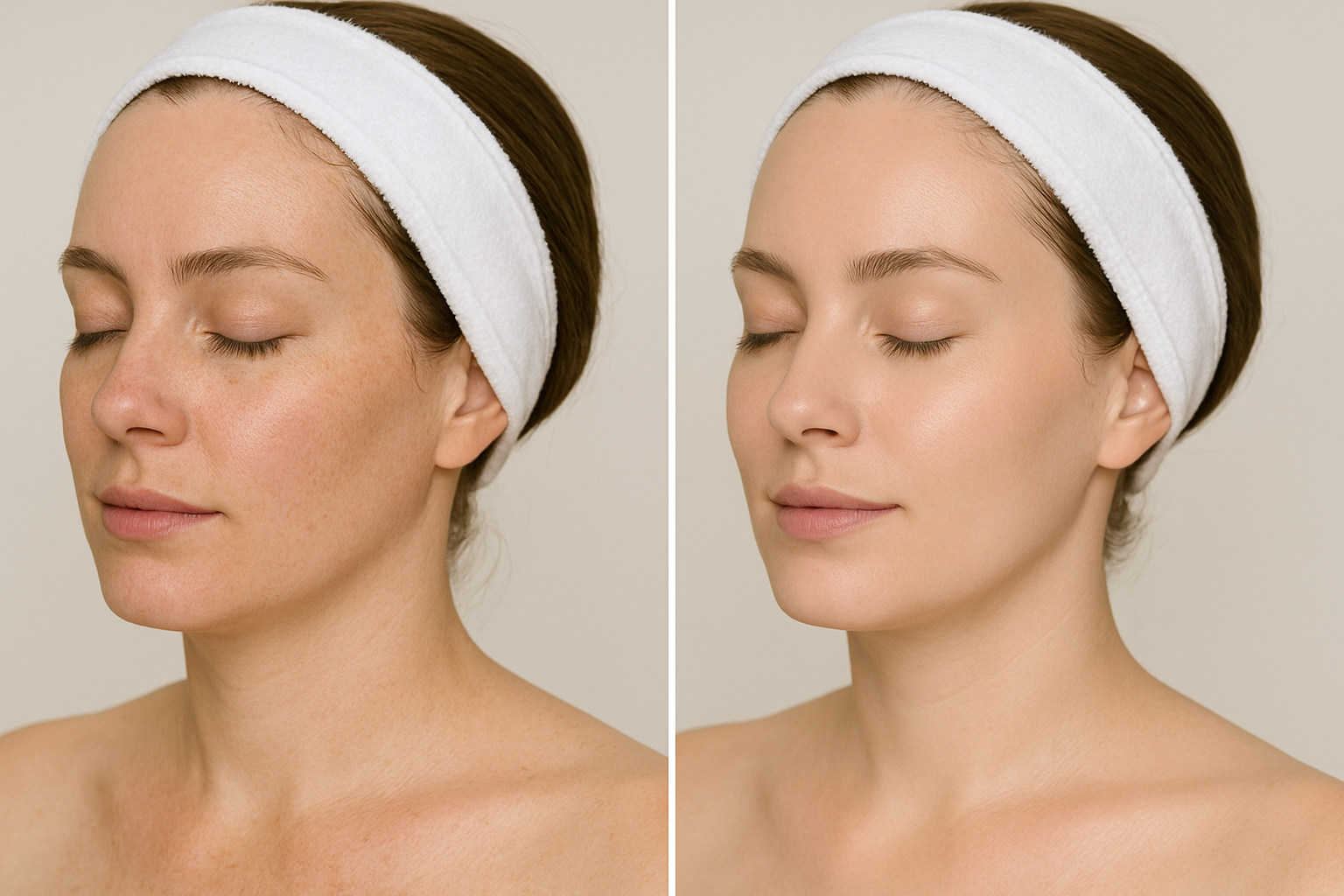 Before and after results of hydraneedling facial treatment