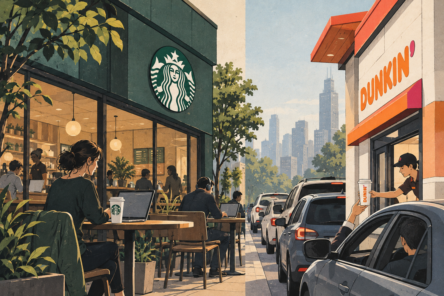 Starbucks vs. Dunkin: Two Different Ways to Sell Coffee