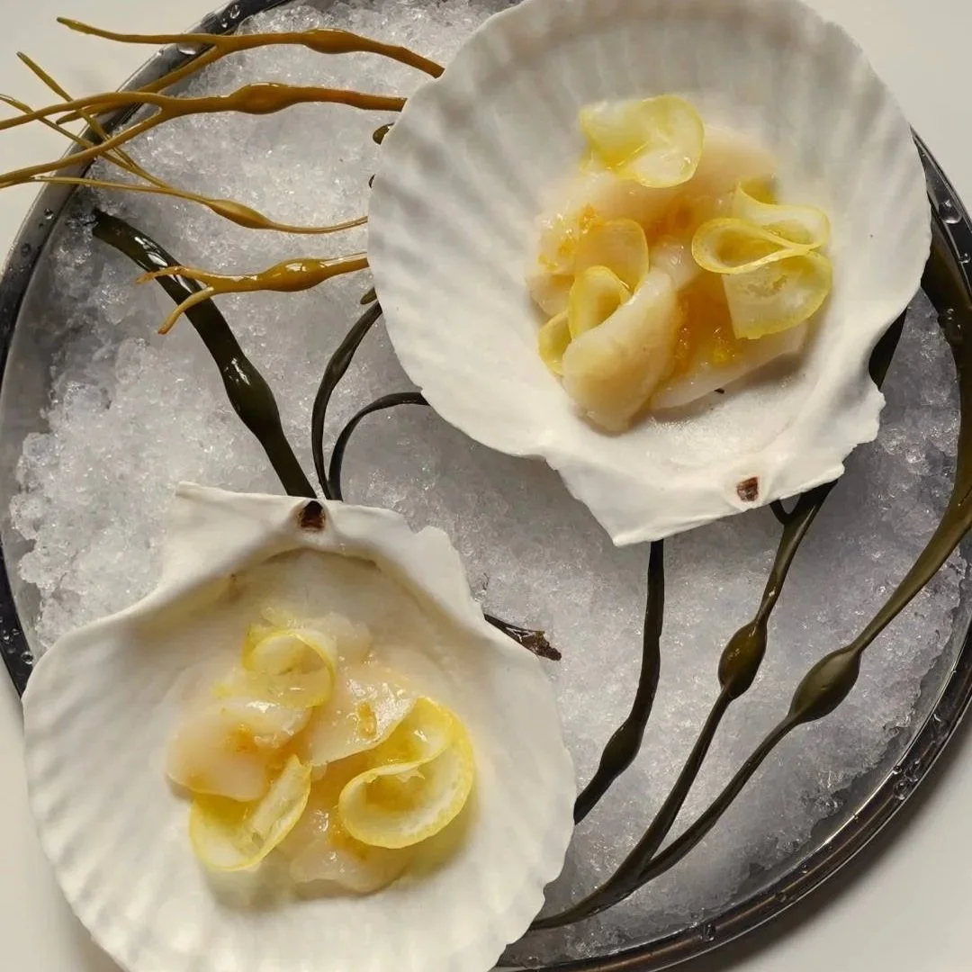 Raw montauk scallops