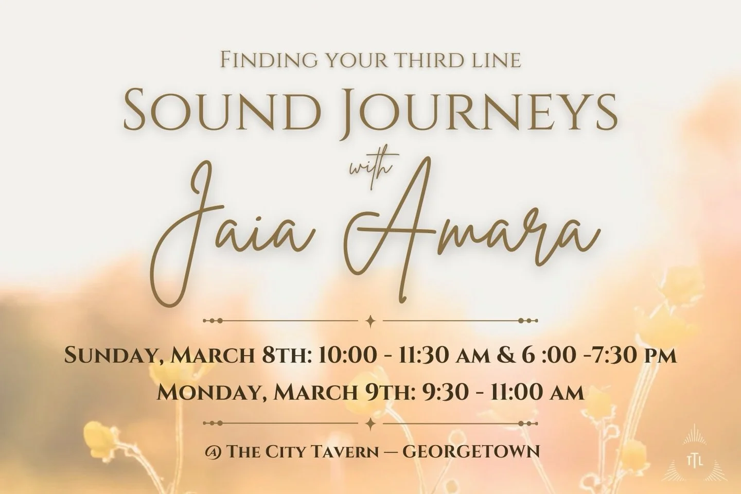 Reset &amp; calm your nervous system this Sunday or Monday at our Soundbath Series at City Tavern.

Jaia Amara (@jaiaamara_sacredarts), a nationally sought-after sacred arts practitioner, returns to @citytavern_dc for a limited Soundbath Journey seri