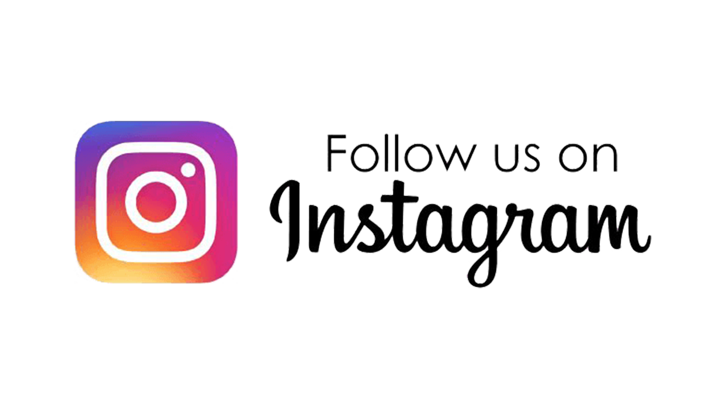 Instagram logo with text encouraging to follow on Instagram.