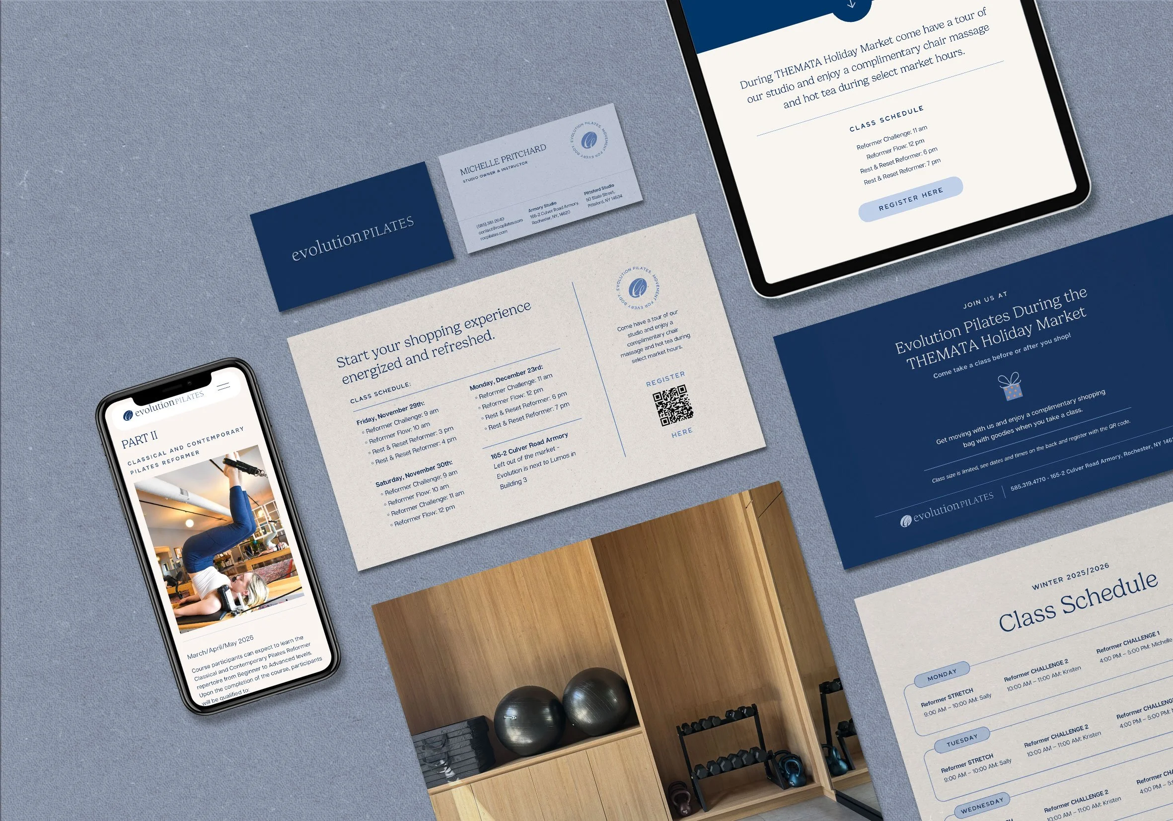 evolution pilates web design and brand design, Rochester NY