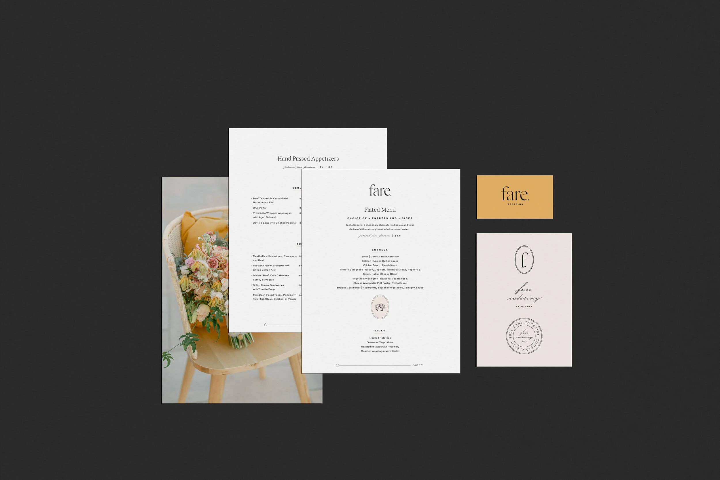 fare catering brand design, Rochester NY