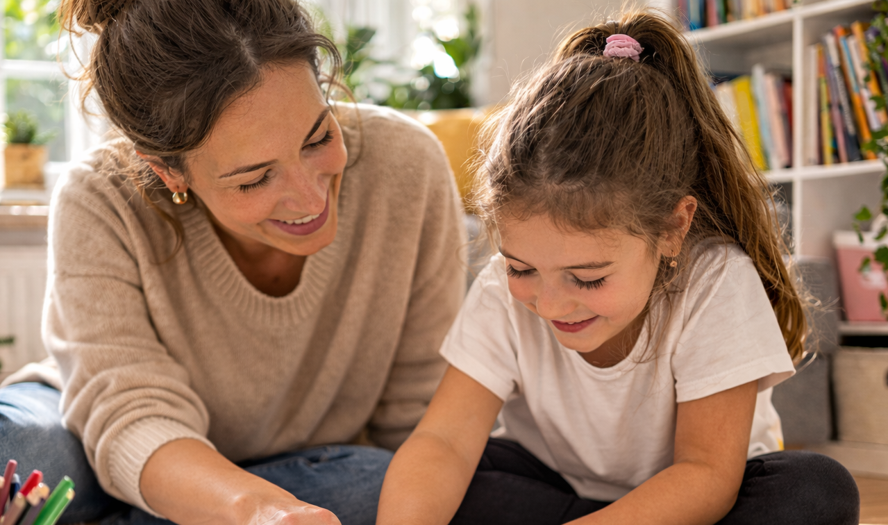 parents supporting children learn