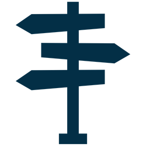 Sign pointing in various opposite directions icon.