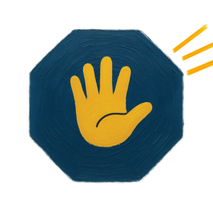 Stop sign with hand up icon