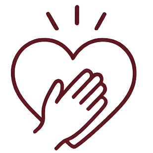 Icon of a hand touching a heart symbol.