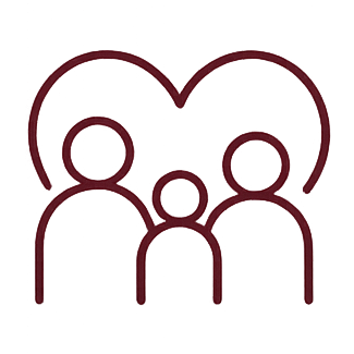 Icon of a heart with three human figures inside.