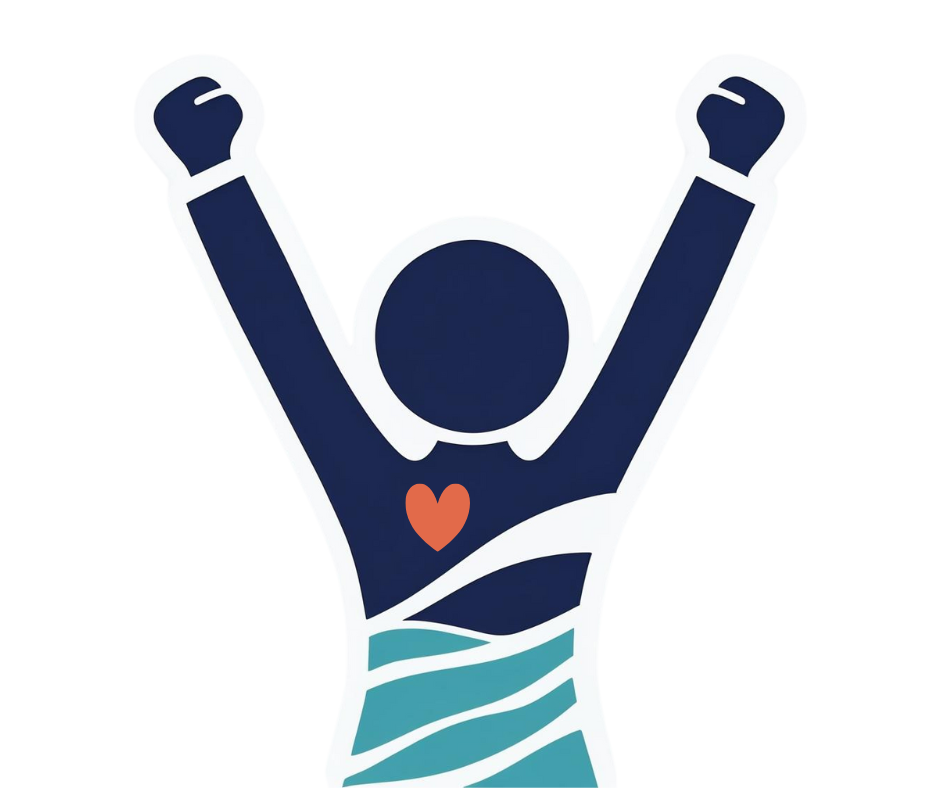 Icon of a person raising their arms in empowerment, symbolizing community support and prevention.