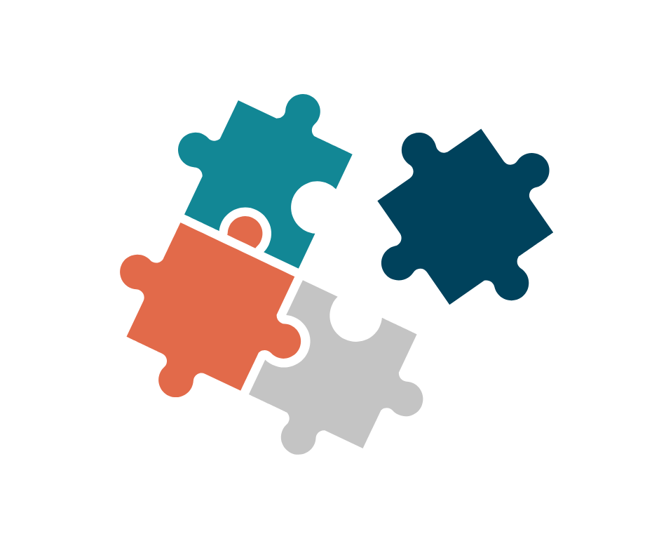 Four interlocking puzzle pieces symbolizing clarity, alignment, and collaborative problem-solving.