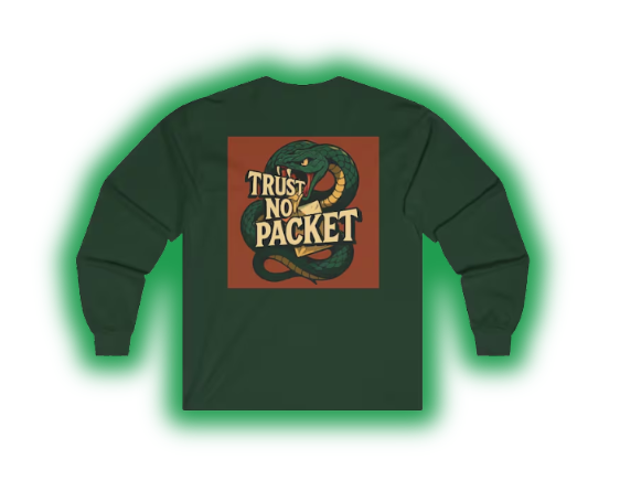Trust No Packet Cybersecurity Tee: Snake Design, IT Professional Shirt