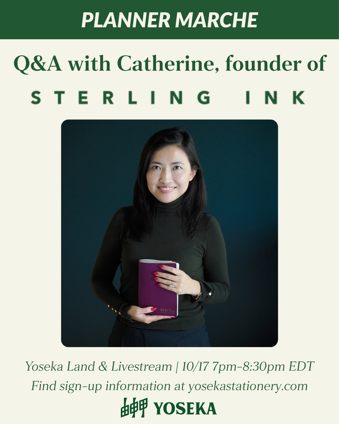 Q&amp;A with Catherine from Sterling Ink | 10/17 7pm-8:30pm EDT
